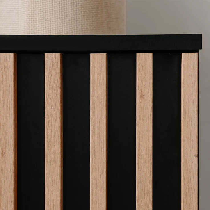 Calicosy Sideboard 2 Türen 4 Schubladen Schwarz und Holz B118 cm - MONZA - Helles Holz – Bild 9