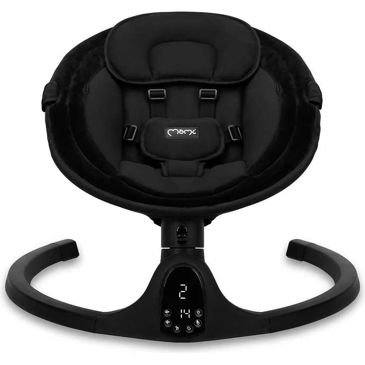 MoMi KENANI ONYX Babywippe für Babys bis 9 kg, mit LED-Display, Fernbedienung & Bluetooth für Smartphone, Batterie- oder Stromanschluss, mit 5-Punkt-Sicherheitsgurt, Bügel und Spielzeug – Bild 15