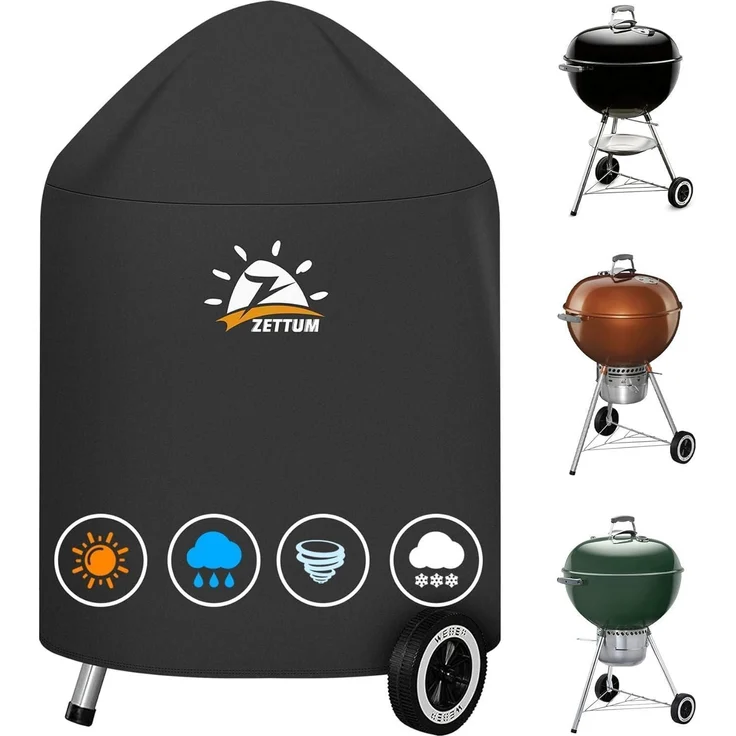 Zettum Grillabdeckung für Weber 57, wasserdicht, 600D Oxford-Gewebe schwarz, 68 x 63 x 88 cm – Bild 1