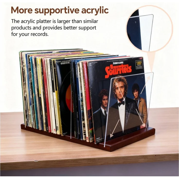 Youyijia Aktenregal Schallplattenständer für 60 Vinyl LPs – Stabiler Albumhalter – Bild 3