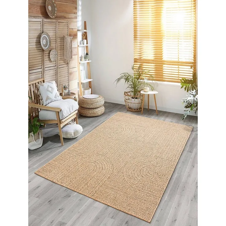 the carpet Teppich Kansas, rechteckig, Höhe: 1 mm, moderner robuster In und Outdoor Teppich Jute Look