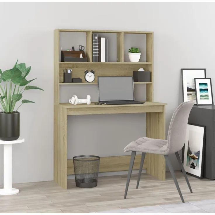 vidaXL Schreibtisch mit Regal Sonoma-Eiche 102x45x148 cm Holzwerkstoff 823003