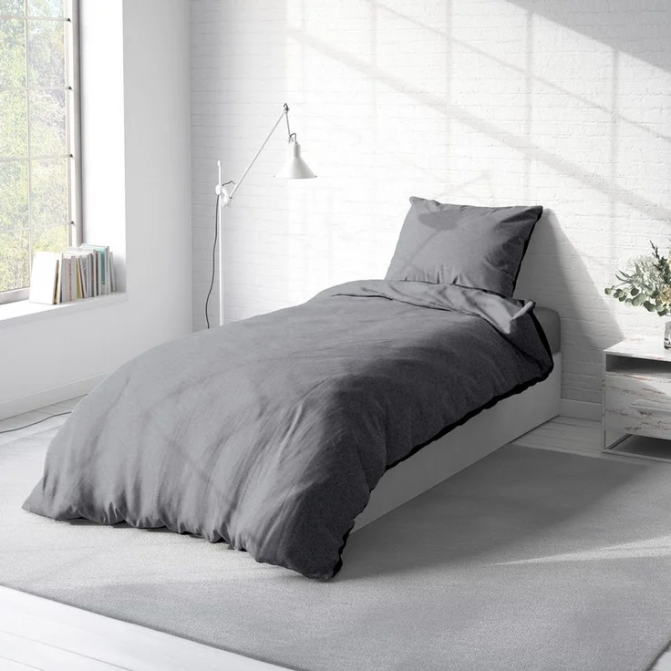 One Home Bettwäsche Doubleface Unifarben, Fleece, 2 teilig, Wende modern, kuschelig flauschig warm weich Winter Normalgröße – Bild 3