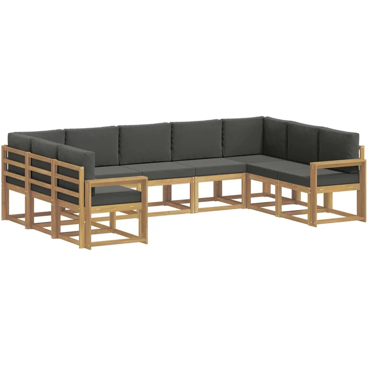 vidaXL Outdoor-Sofagarnitur mit Kissen 9 pcs Weiß und Anthrazit, 304 x 189,5 x 73 cm – Bild 2