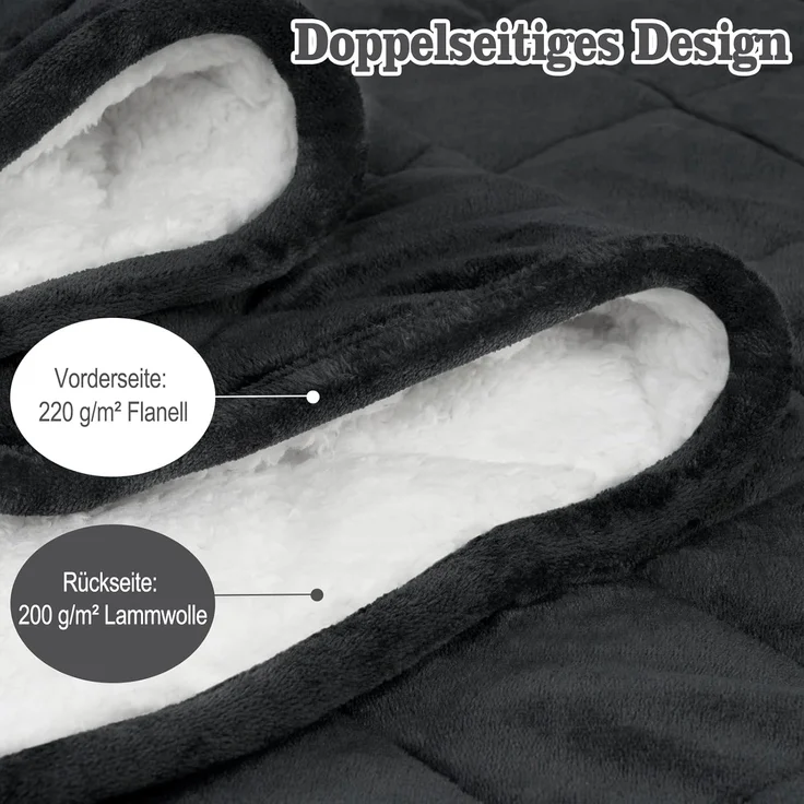 Woltu Gewichtsdecke, Bezug: Flanell Sherpa, Therapiedecke, Schwere Decke aus Flanell Sherpa – Bild 3