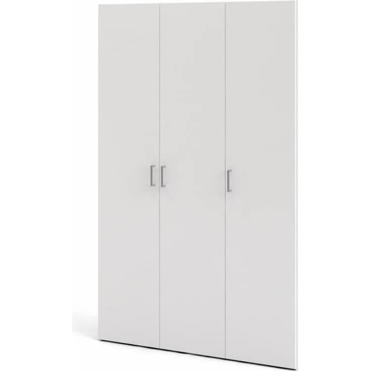 Tvilum Kleiderschrank mit drei Flügeltüren mit vier Innenböden und Kleiderstange, Farbe Weiß, Maße 115 x 175 x 49 cm