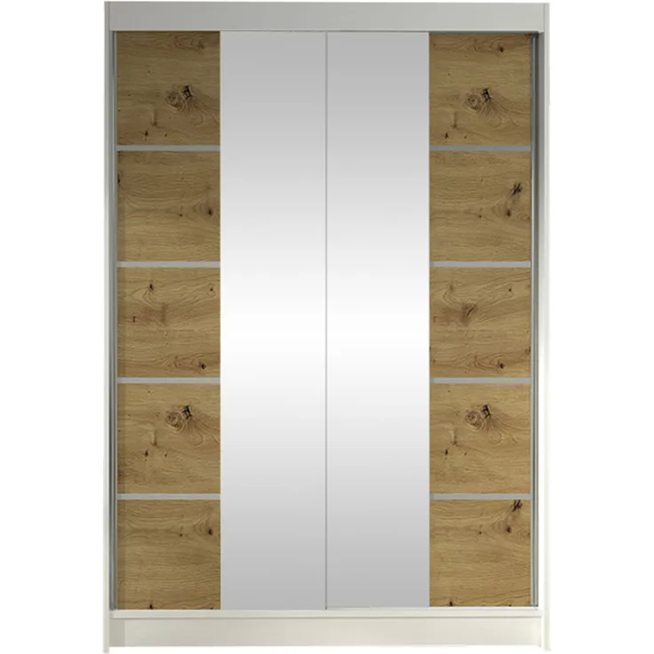 Kleiderschrank Lino V, ohne Beleuchtung, Farbe: Weiß / Artisan Eiche