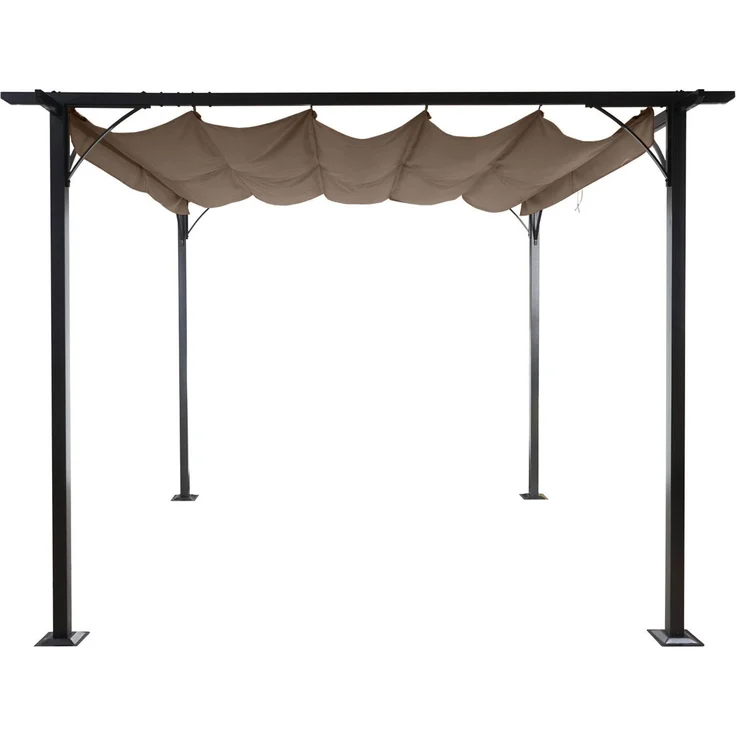 Pergola HWC-C42 mit Schiebedach, Stahl / Stoff, Taupe-Braun, 3,5x3,5 m – Bild 6