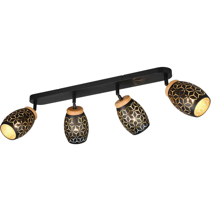 Deckenstrahler BIDAR Schwarz Gold 4-flammig mit Stanzmuster, Breite 74cm – Bild 2