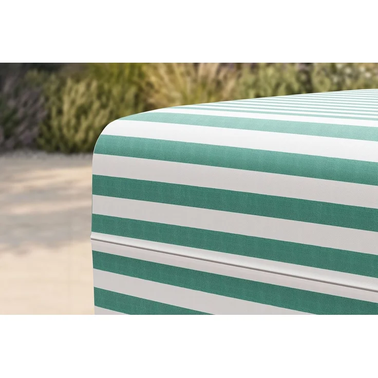Gestreifter Outdoor-Pouf, weiß und türkisblau – Bild 2