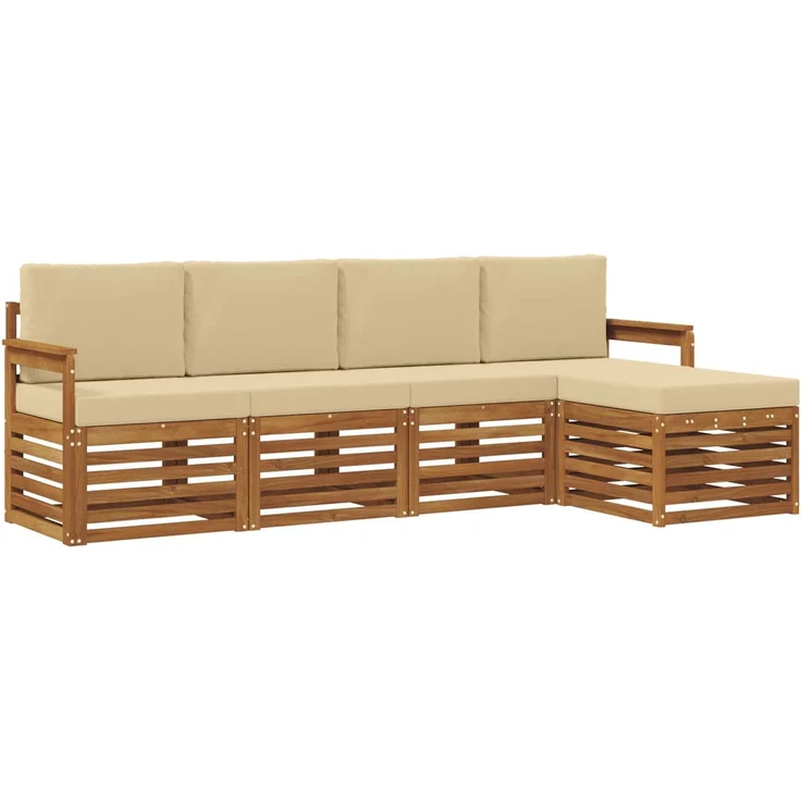 vidaXL Outdoor-Sofagarnitur 5 stk. 5-Sitzer Natur und Beige 3374638 – Bild 2
