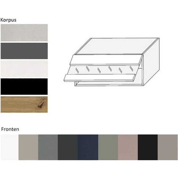 Küchenklapphängeschrank BONN 80x36cm Glas Farbe: dust grey matt / grau (BO-W4BS/80/LAM) – Bild 2