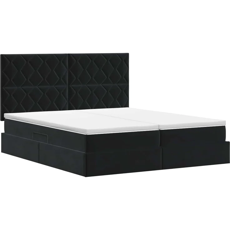 vidaXL Aufbewahrungsbett mit Kopfteil Schwarz 200 x 200 cm Samt 3459845 – Bild 8