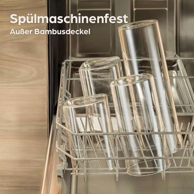 Praknu Vorratsglas Vorratsdosen mit Deckel luftdicht Glas - 3er Set Vorratsgläser eckig, Borosilikatglas, (Set, 3-tlg), Aufbewahrung Küche Lebensmittel aus Glas rechteckig mit Bambusdeckel – Bild 6