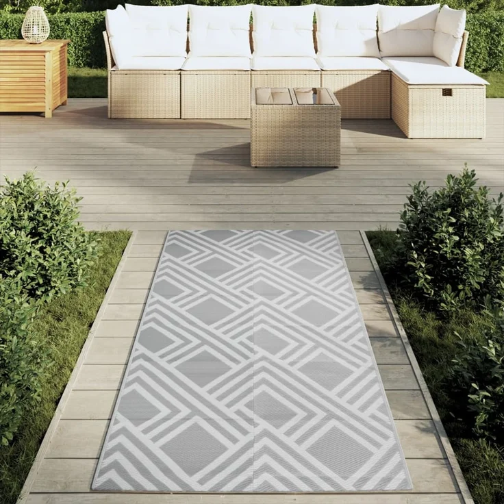 vidaXL Outdoor-Teppich ARAKIL Grau 80x150 cm PP 368561 – Bild 3