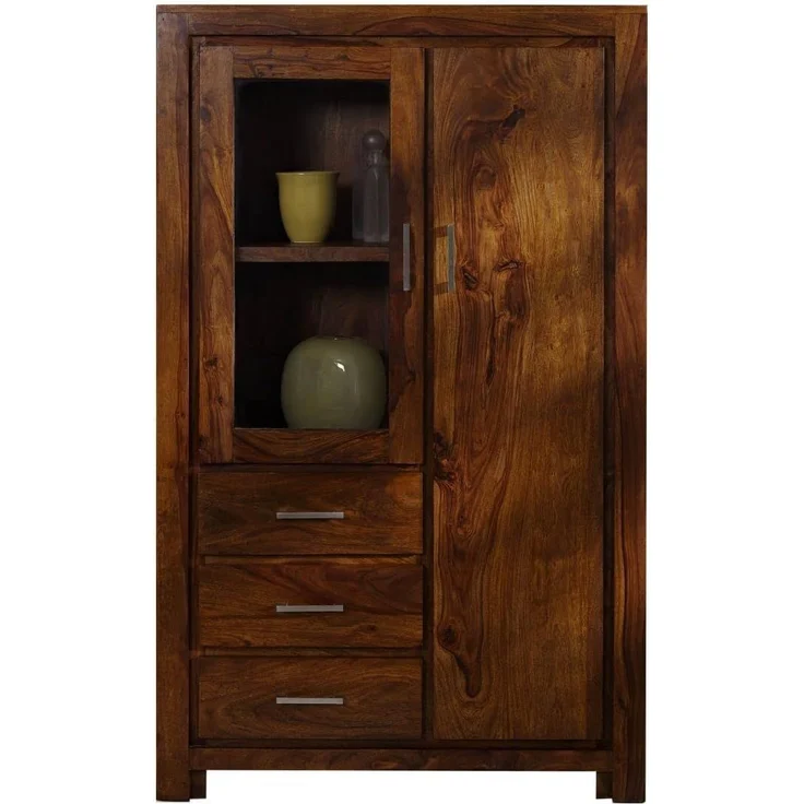 Massivmoebel24 Highboard (Highboard Sheesham 90 x 42 x 148 life honey lackiert METRO LIFE #108) – Bild 1
