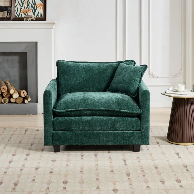 ZUBALIYA Sofa mit LED - Beleuchtung, mit Chenille - Bezug, mit Cordbezug, modular aufgebaut, aus Chenille, für Wohnzimmer und Apartments – Bild 3