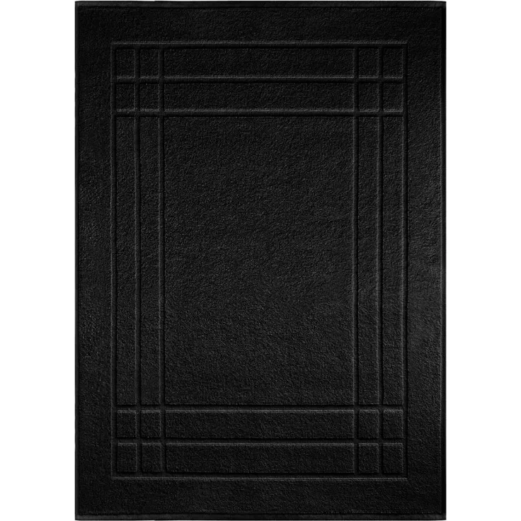 Lashuma Badematte Pure, Höhe 5 mm, schnell trocknend, Baumwolle, rechteckig, flauschiger Bad Teppich in schwarz 50x70 cm