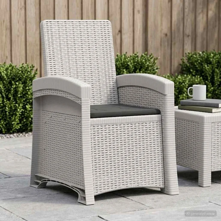vidaXL Liegesessel Garten Rattan-Optik Weiß und Anthrazit PP 8012009 – Bild 1