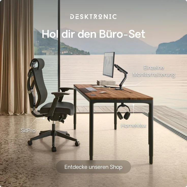 Desktronic Elektrisch höhenverstellbarer Schreibtisch HomeMax 160x80 cm Schwarz/Massives Walnussholz mit Memory-Funktion, Anti-Kollisions Technologie, USB-A und USB-C-Ladeanschlüssen – Bild 10