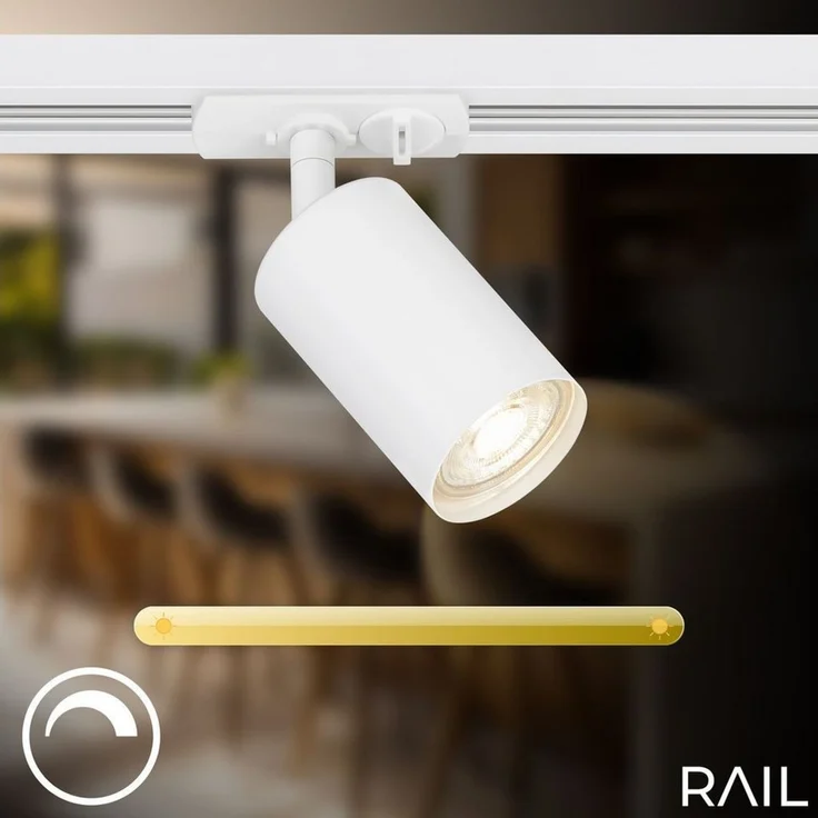 Briloner Leuchten LED Deckenleuchte 8009066B, LED wechselbar, 2700K - Extra-Warmweiß, Schienensystem Rail 2,25 m Weiß max. 9W Decke Wohnzimmer Büro Küche – Bild 2