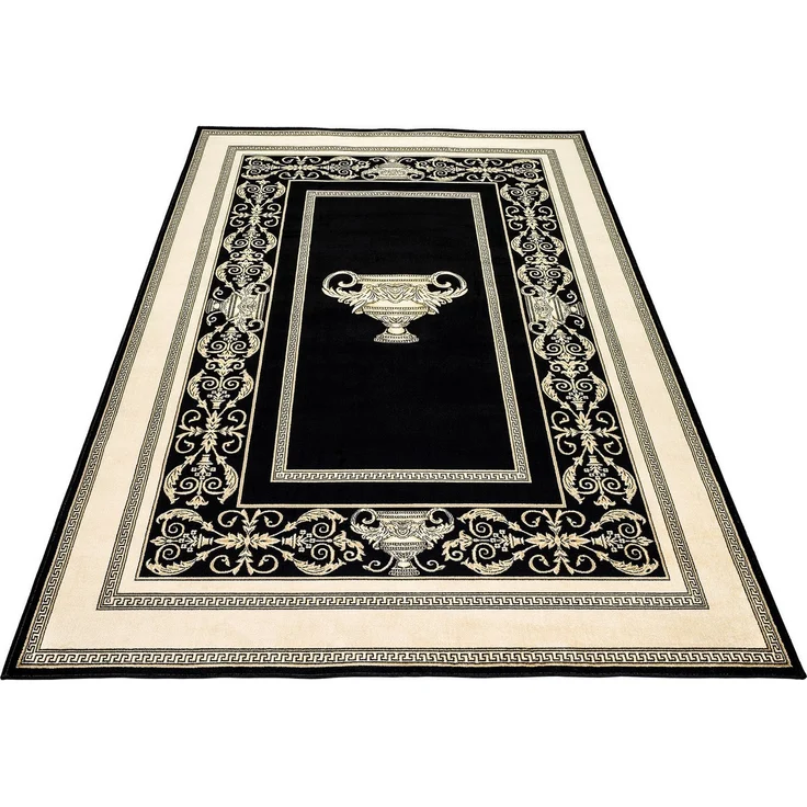 Belle Arti Teppich Teppich Wohnzimmer Milano Schwarz Gold Kurzflor Antirutsch, Rechteckig – Bild 1