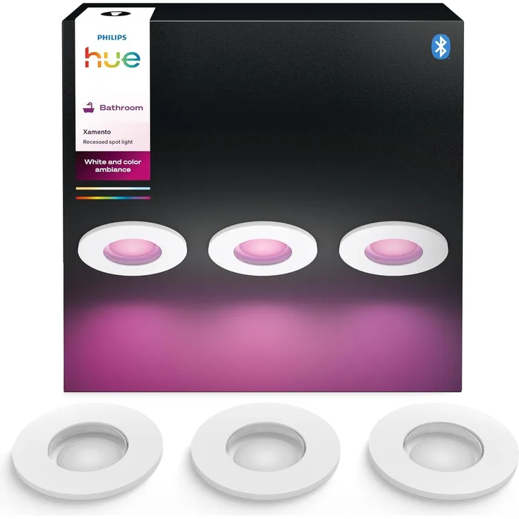 Philips Hue White and Color Ambiance Xamento Dreierspots, dimmbare, Deckenleuchte für Hue Lichtsystem mit allen Weißtönen und Farben, smarte Lichtsteuerung über Sprache und App, 3x4.2W, weiß