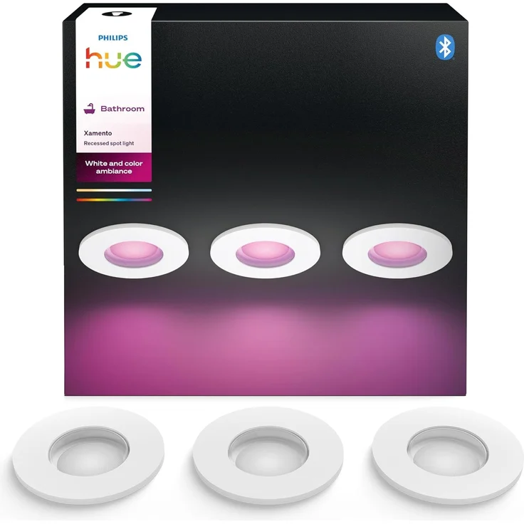 Philips Hue White and Color Ambiance Xamento Dreierspots, dimmbare, Deckenleuchte für Hue Lichtsystem mit allen Weißtönen und Farben, smarte Lichtsteuerung über Sprache und App, 3x4.2W, weiß