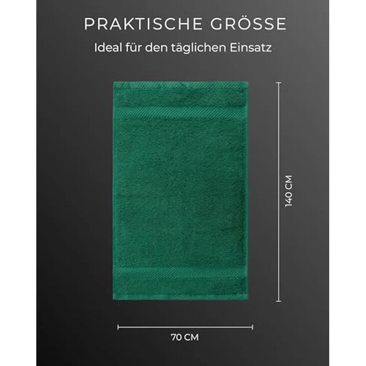 Luckytowel Duschtuch Set 70x140 cm, Oeko-TEX Badetücher aus 100% Baumwolle, 600 g/m², saugstarkes Frottee Handtücher Set, 4er Pack Grün – Bild 4