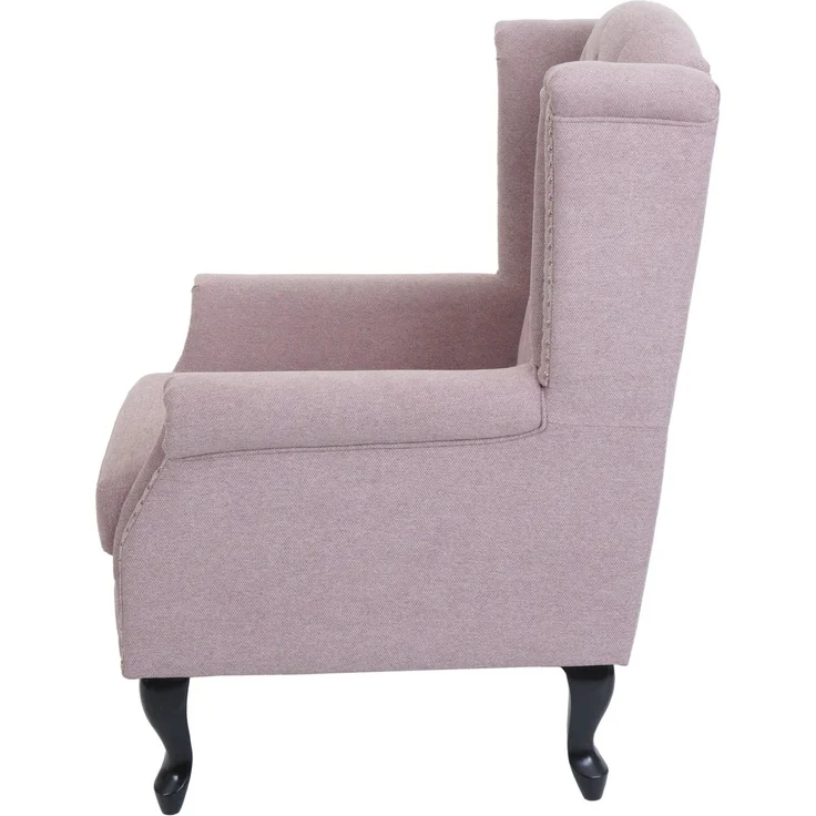 Sessel Chesterfield, Relaxsessel Clubsessel Ohrensessel, wasserabweisend Stoff/Textil ~ hellrosa ohne Ottomane – Bild 6