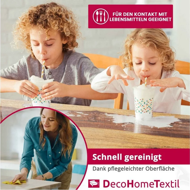 DecoHomeTextil Heimtextilmanufaktur Tischdecke Transparente Folie Schutzfolie abwaschbar 0,3 mm Eckig – Bild 2
