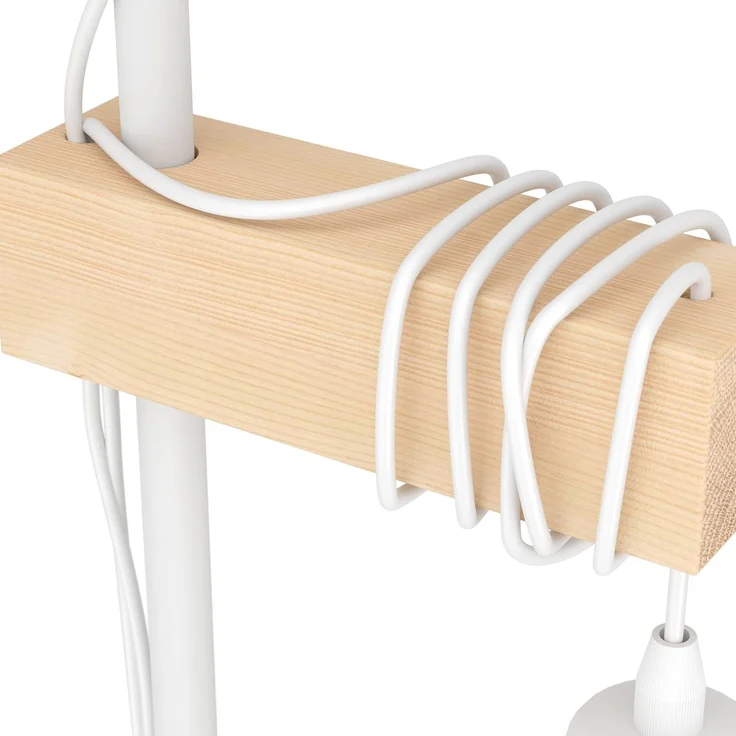 Eglo 33167 LED Stehleuchte TOWNSHEND Stahl weiß, Holz braun E27 2X10W L:20,5cm B:25cm H:166,5cm mit Kabelschalter – Bild 4