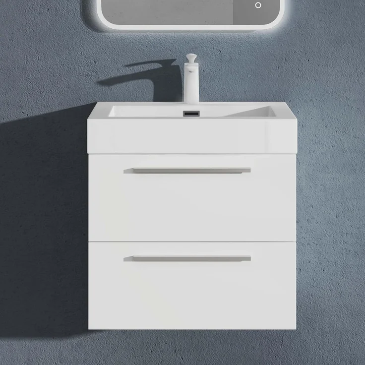 doporro Badezimmer-Set Badmöbel-Set Quadratto Waschbeckenunterschrank Waschplatz