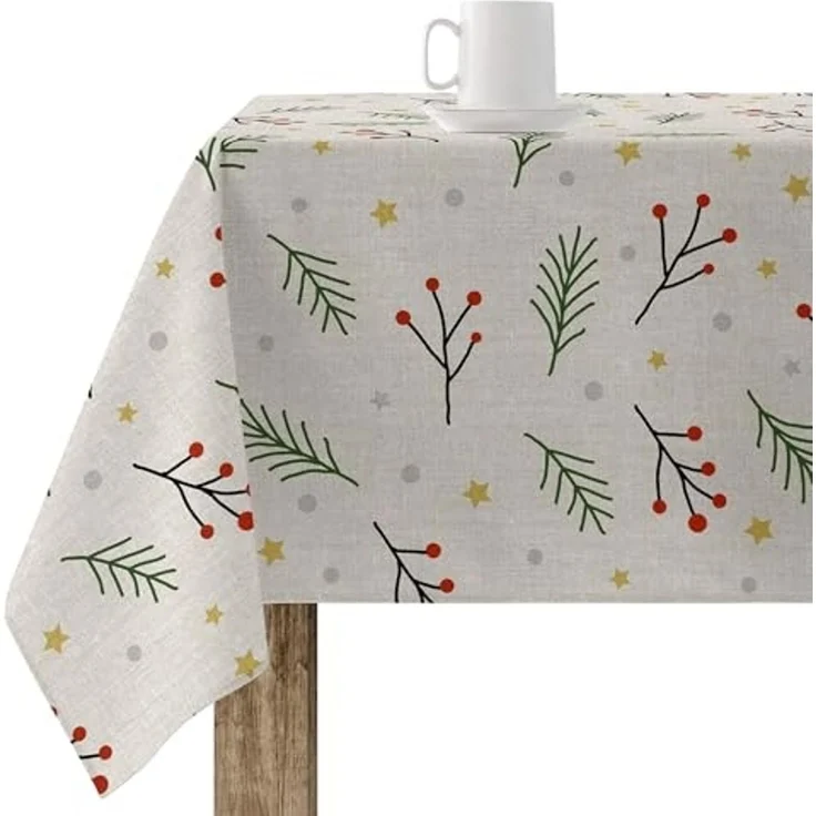 Belum Tischdecke für Weihnachten, schmutzabweisend, rechteckig, harzfarben, laminiert, 200x140 cm, Bunt – Bild 1