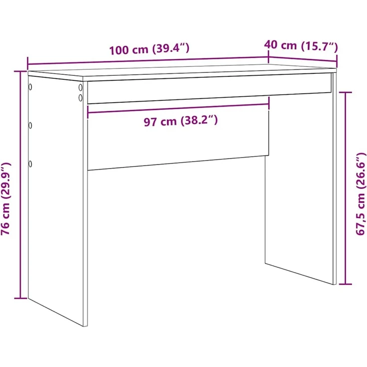 vidaXL Schreibtisch Beton Grau 100 x 40 x 76 cm 869405 – Bild 9