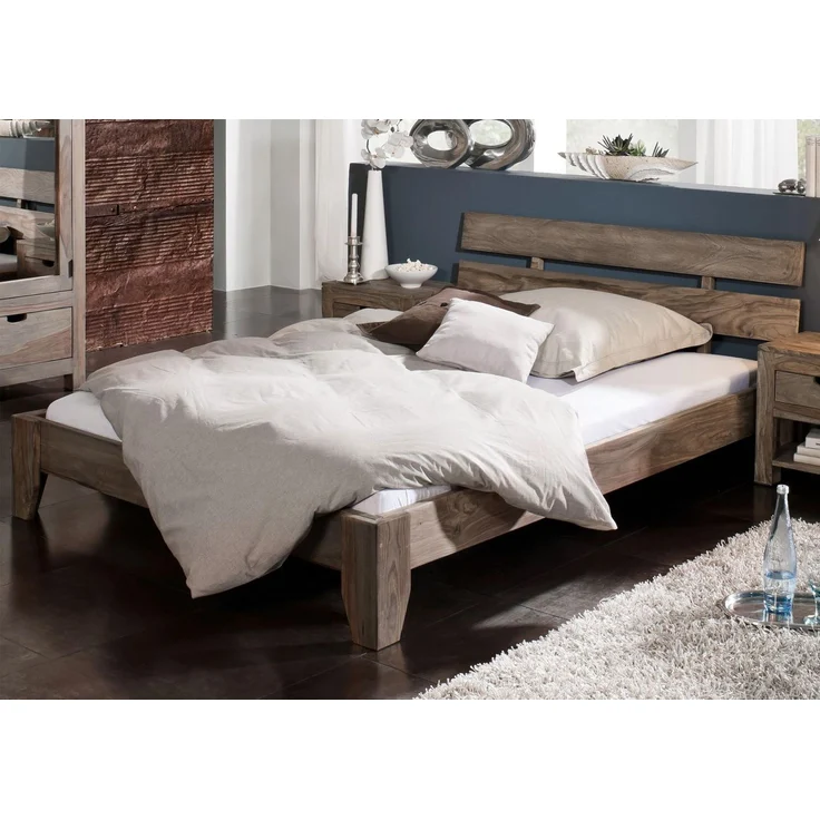 Bett Sheesham 160x20x75 grau geölt NATURE GREY #211 – Bild 6