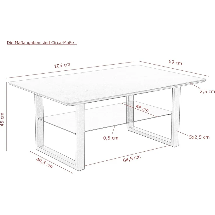 Hela Couchtisch Arne Glas Keramikoptik 105x69x45 cm – Bild 2