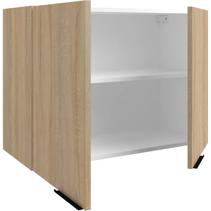 Miniküche >Fumay 21< (6-teilig) in Eiche Nachbildung, Beton Optik dunkel, Breite 200cm – Bild 4