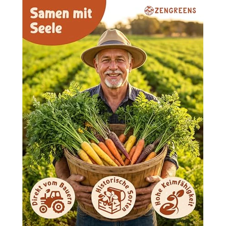 ZenGreens® - Bio Karottensamen im 6er Set - 6 Karotten Samen für den einfachen Anbau im Garten, Balkon oder Hochbeet - Pflanzensamen - Saatgut – Bild 3