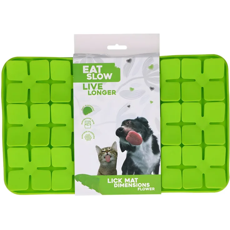 Eat Slow Live Longer Leckmatte Flower grün, Maße: 21 x 34 cm