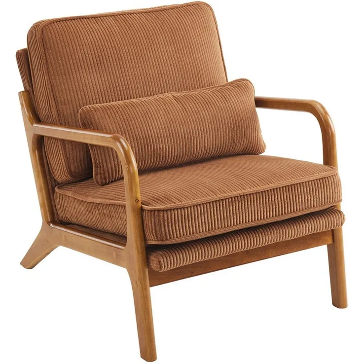 VINGLI Cocktailsessel, Moderner loungesessel, Sessel mit Massivholz, Lesesessel, bis 200 kg belastbar, Cord-Stoff
