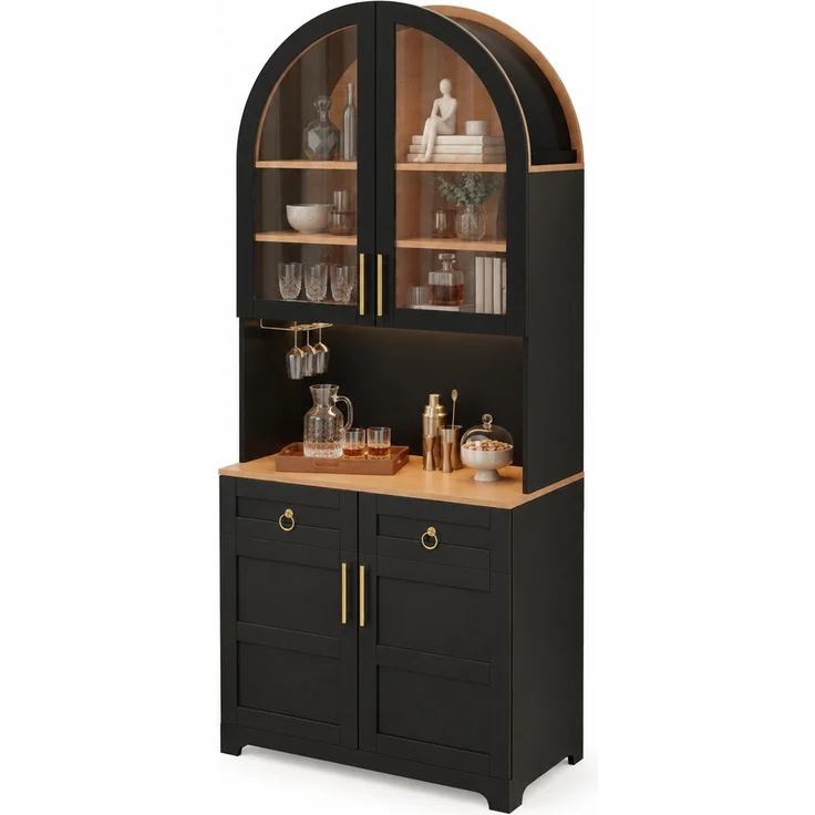 Vitrine 80 x 40 x 180 cm aus MDF und Spanplatte, mit Glasfront, Arbeitsfläche und LED-Beleuchtung – Bild 7