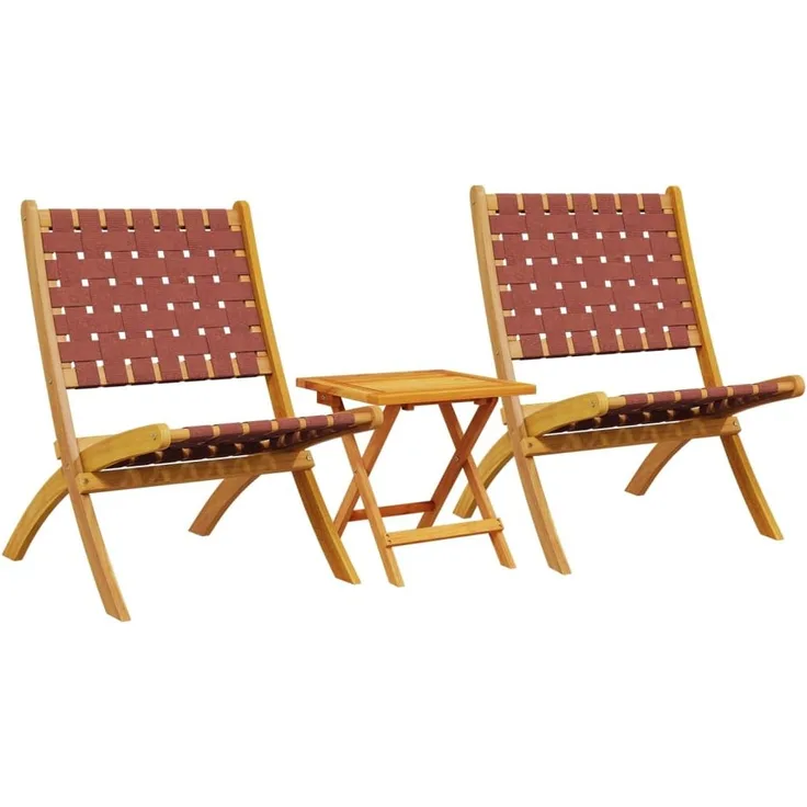 vidaXL Gartenstühle 2 Stk. Klappbar mit Tisch Rot Massivholz 3214220