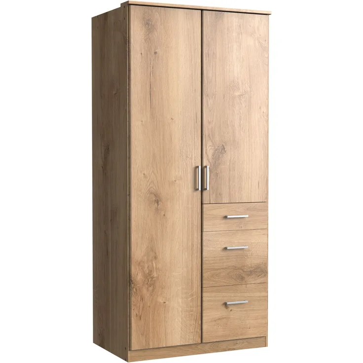 Kleiderschrank >Click< (B/H/T: 90x198x58 cm) in Plankeneiche-Nachbildung