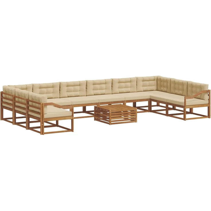 vidaXL Outdoor-Sofagarnitur mit Kissen 11 pcs Natur und Beige 3368291 – Bild 2