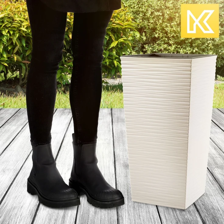 KADAX Blumentopf Blumentopf mit Einsatzabdeckung Blumenständer Hoch Garten Creme 24x47cm – Bild 6