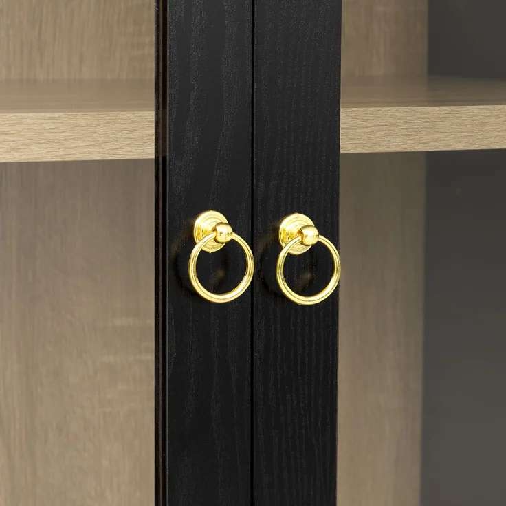 ZUBALIYA Highboard mit verstellbaren Regalböden und Schubladen / Küchenschrank mit transparentem Glas und großem Stauraum, mit ideal für Esszimmer und wohnzimmer und Küche (Schwarz) – Bild 17