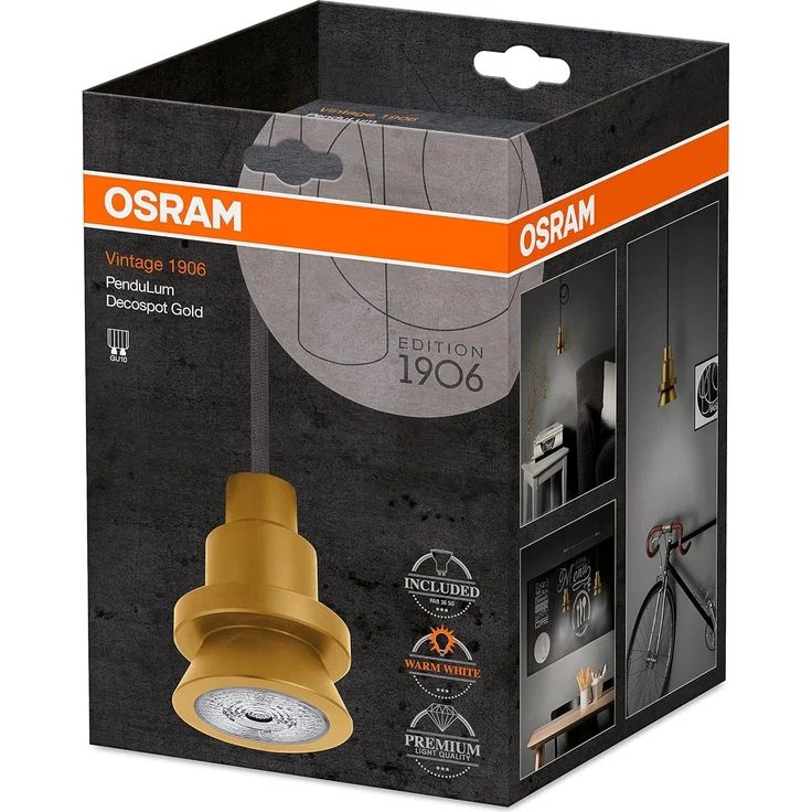Osram Vintage Edition 1906 Pendulum, gold, GU10 - Fassung, Deckenleuchte, flexibles Zugseilsystem, P20, inklusive Leuchtmittel, Aluminiumgehaeuse – Bild 4