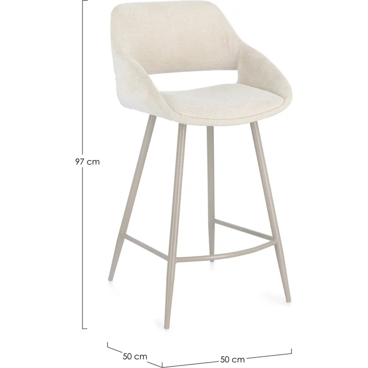 Barhocker Florence 2er-Set aus Stoff, modern mit Fußstütze, beige Sand, gepolstert – Bild 6