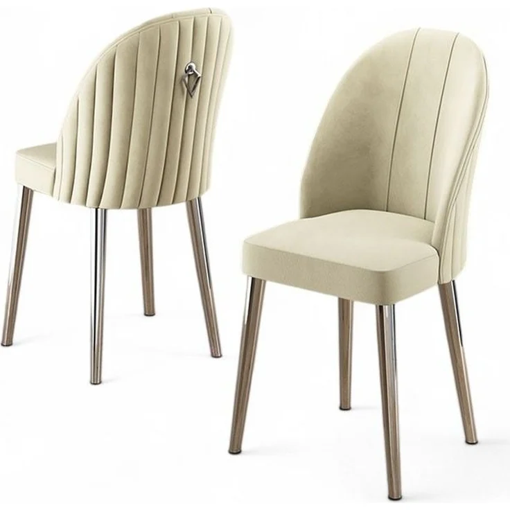 Skye Decor 'Mara - Cream, Chrome' Stuhlset (2-teilig), Creme / Chrom, 44 x 90 x 42 cm – Bild 2
